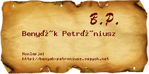 Benyák Petróniusz névjegykártya